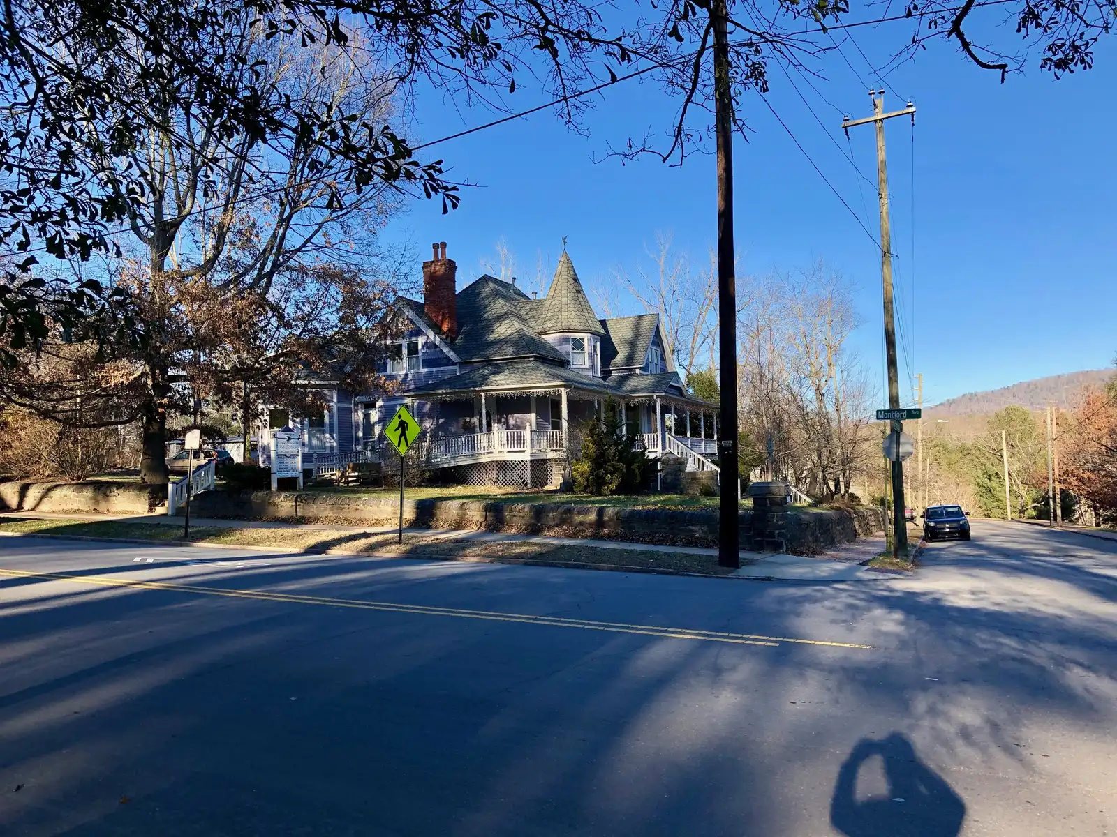 A turreted Victorian house on Montford Avenue in the Montford neighborhood of Asheville