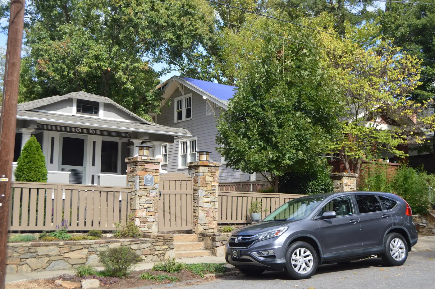 Houses from 1935 and 1923 on Norwood Avenue at Ramoth Road, in the Norwood Park Historic District of north Asheville