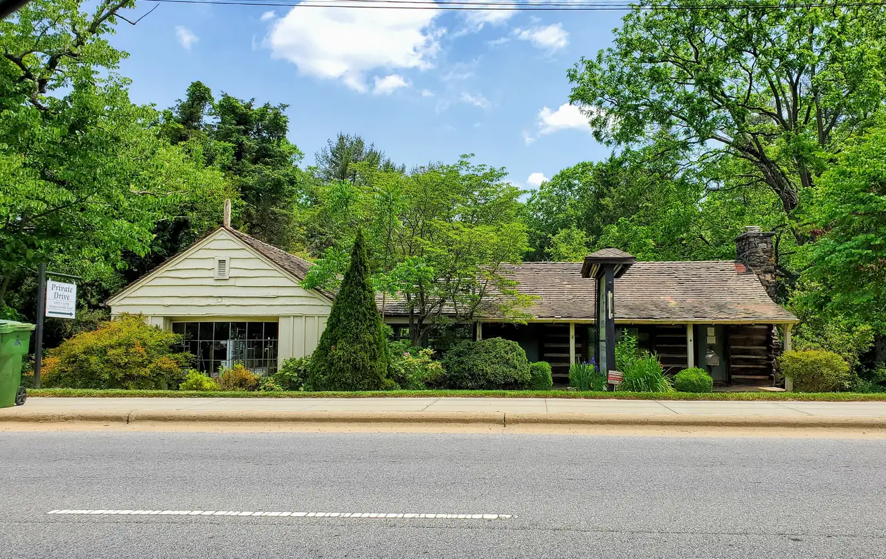 The Spinning Wheel, a log and frame building on Hendersonville Road in south Asheville listed on the National Register of Historic Places