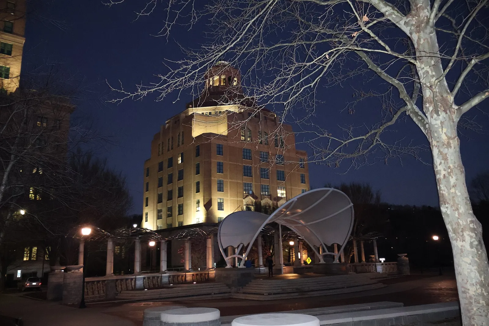 Asheville City Hall on Court Plaza downtown, where the City Council meets.